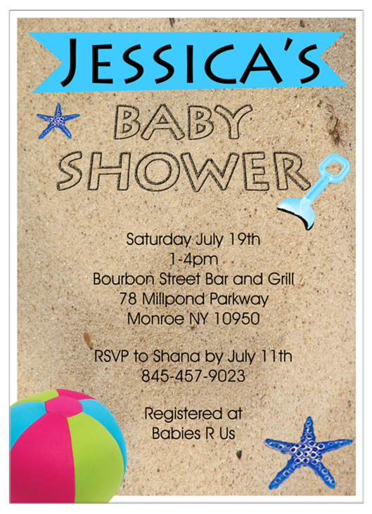 Beach Theme Baby Shower Invitations